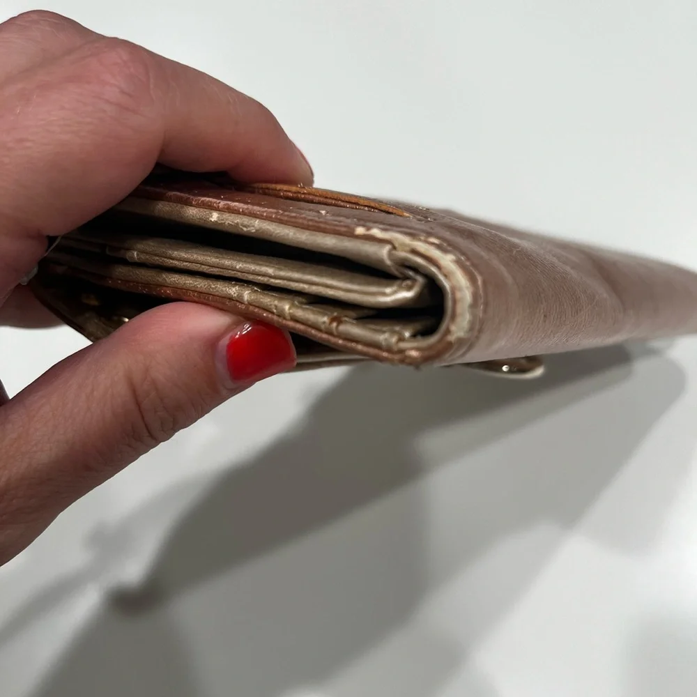 Mercer & Madison Blush Metallic Wallet Clutch with Gold Grommets - Picture 11 of 12